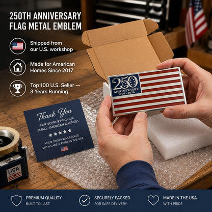 ★250-årsjubileumsflaggemblem i metall★