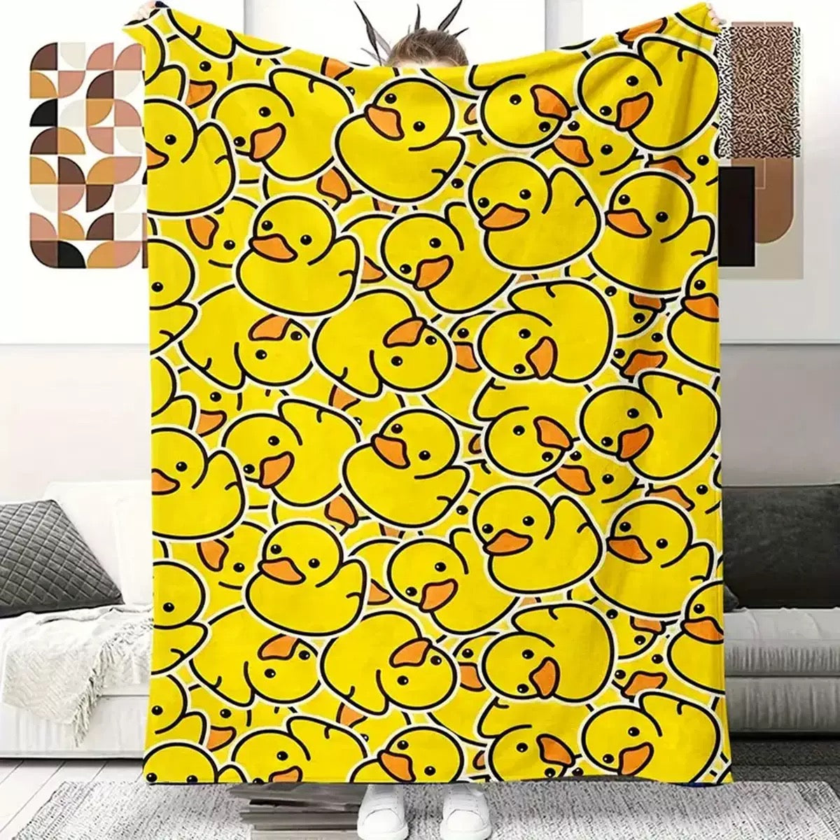 🎁 Søt smilende dinosaur HD digitaltrykt flanellteppe