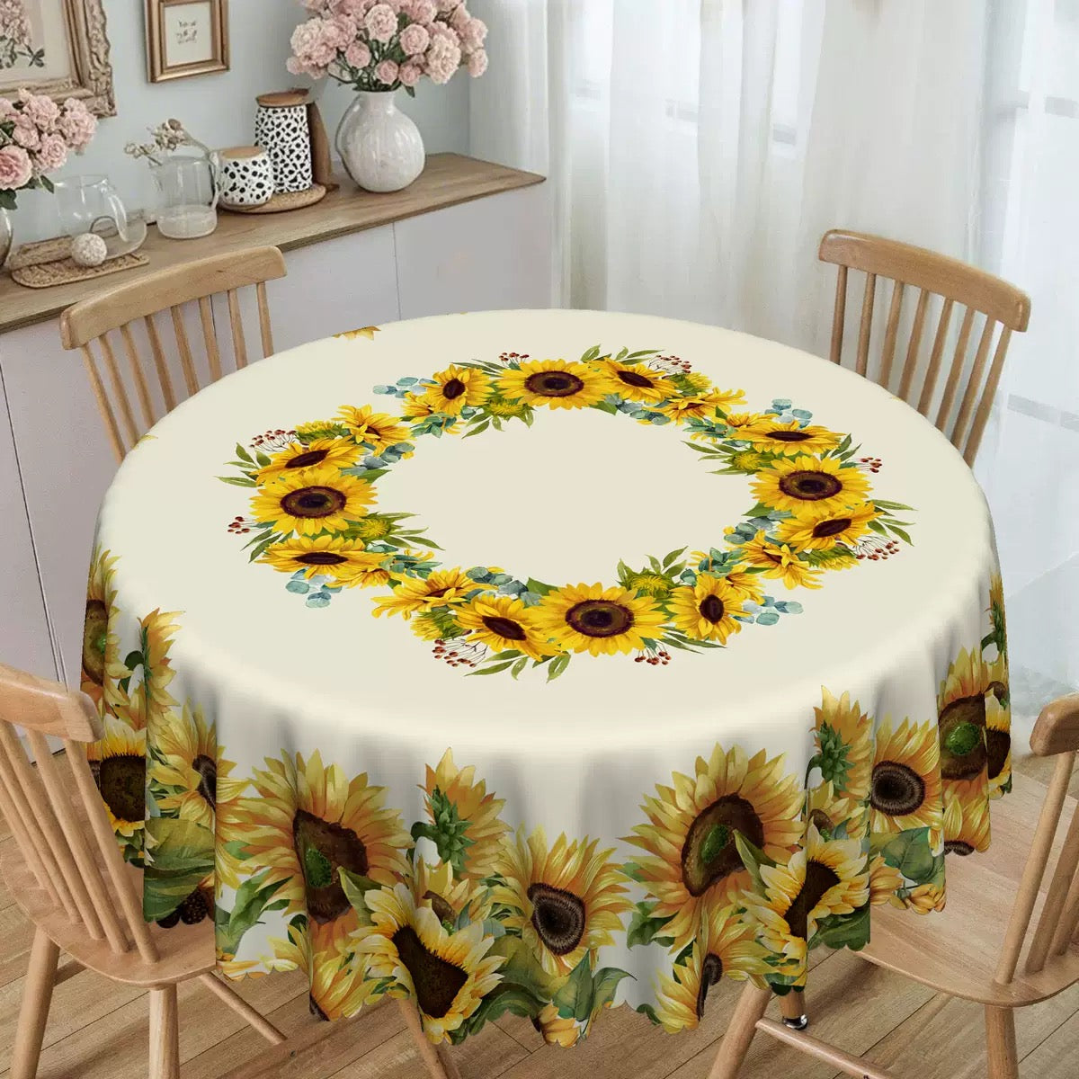 📢📢50 % rabatt – Mexikansk blommig duk med festongkant 🌸✨ Exotisk elegans och fläcktålighet!