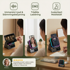 Multifunksjonell Bluetooth-høyttaler – med lys, trådløs ladefunksjon og justerbart mobilstativ