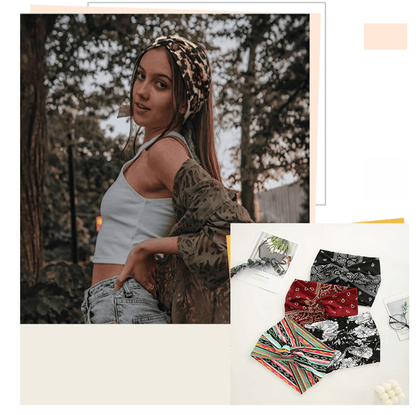 Boho-stil & paisleymönstrat hårband Brett elastiskt hårband