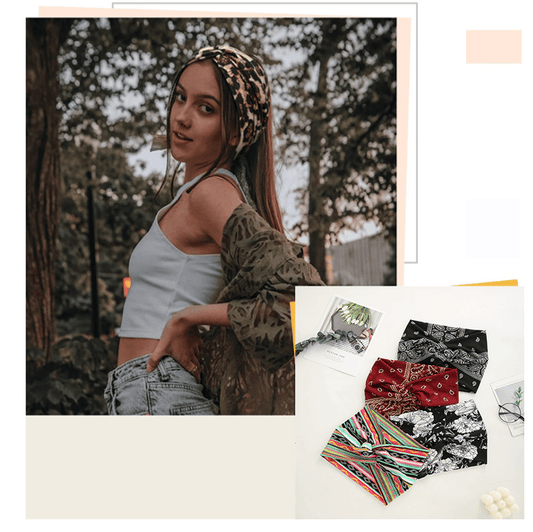 Boho-stil & paisleymönstrat hårband Brett elastiskt hårband