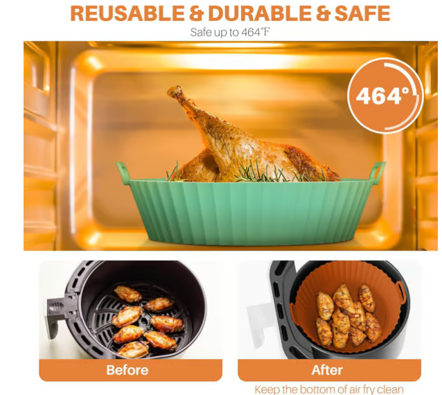 🔥Silikon stekebrett til airfryer🍟