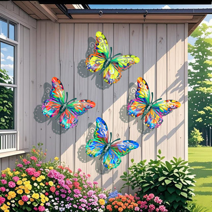 🦋Ett komplett set! 4 st väggdekorationer i metall med fjärilar🤩
