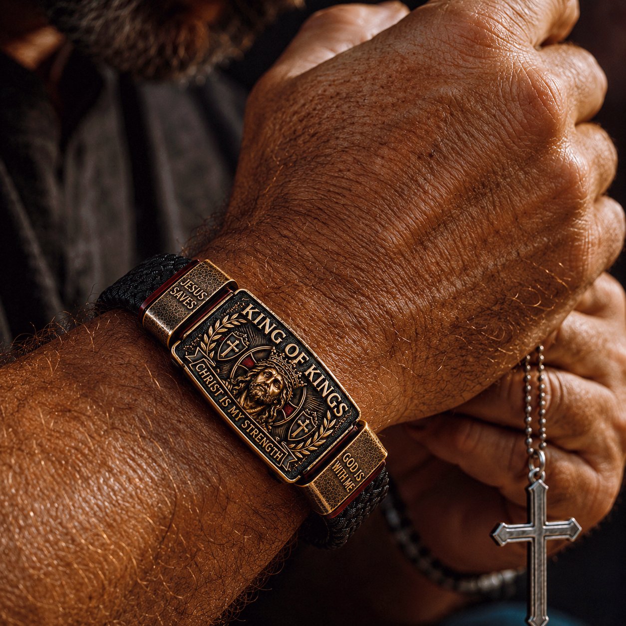 ✝️ Kongenes Kongers Trosarmbånd – Justerbart kristent armbånd i gave