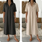 Avslappet skjortekjole for kvinner i linblanding