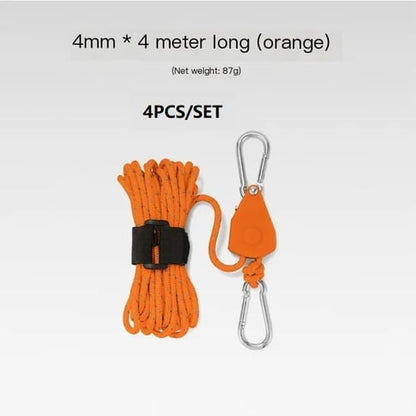 Bärbar Justerbar Fix Tält Hög styrka Snabb frigöring Remskiva Camping Rope (4 Pcs / Set)