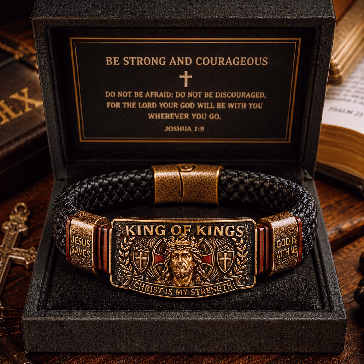 ✝️ Kongenes Kongers Trosarmbånd – Justerbart kristent armbånd i gave