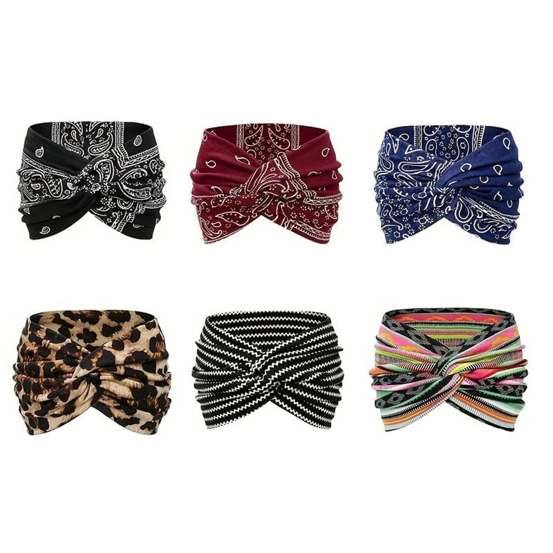 Boho-stil & paisleymönstrat hårband Brett elastiskt hårband