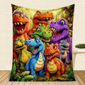 🎁 Søt smilende dinosaur HD digitaltrykt flanellteppe