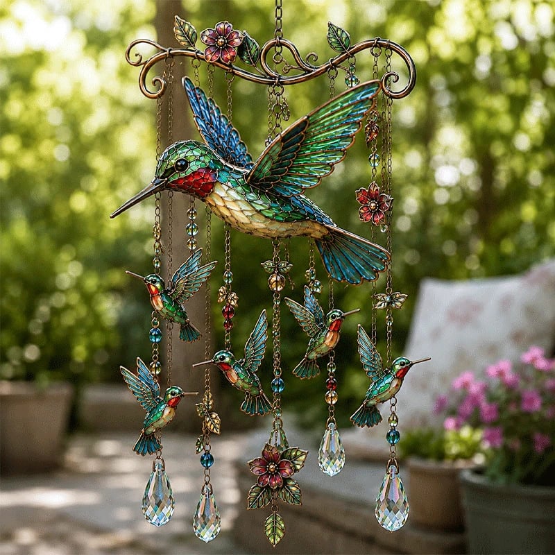 🔥Siste dag 49 % RABATT - 🐦🎐Elegant vindklokke med kolibri