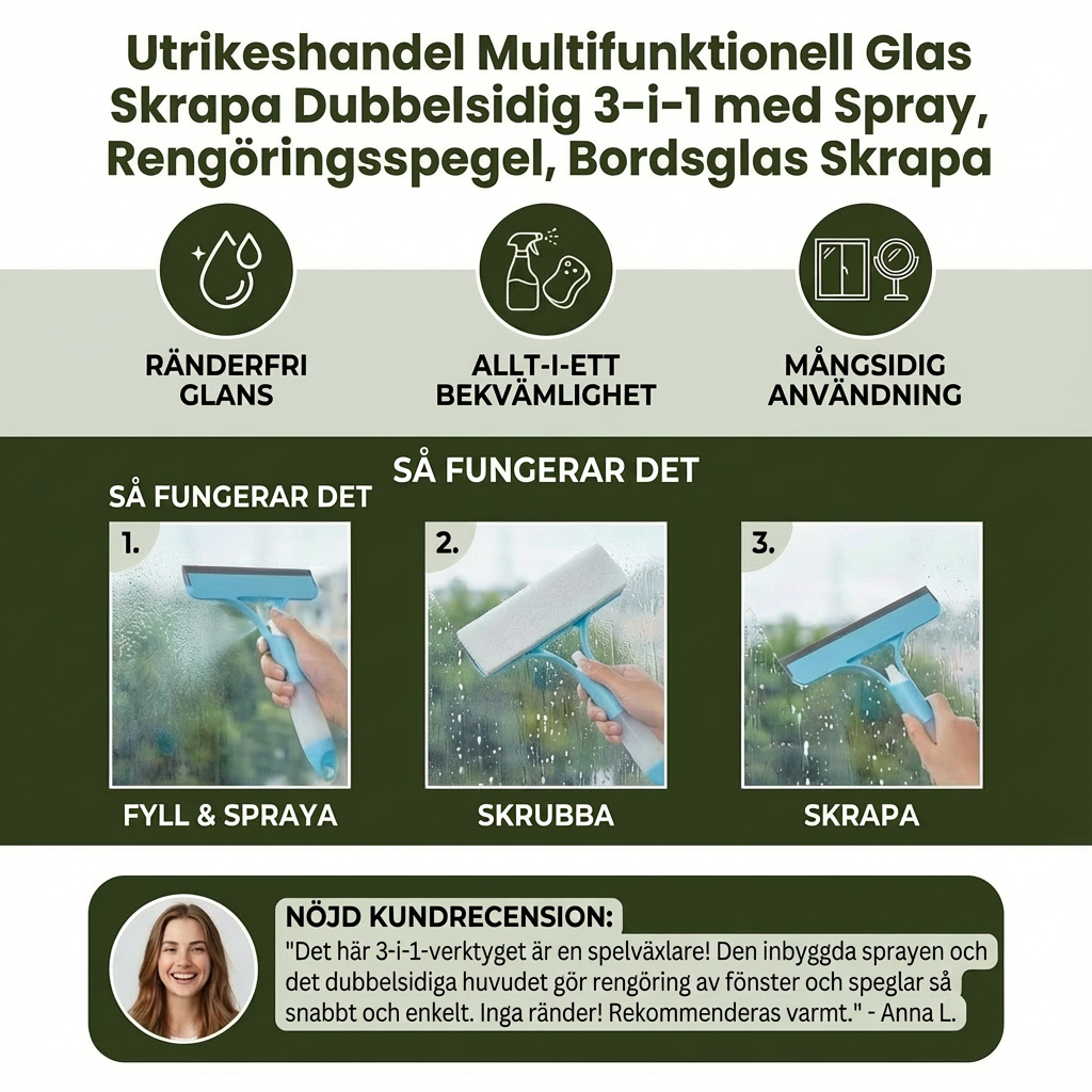3-i-1 multifunksjonell glassrensestang