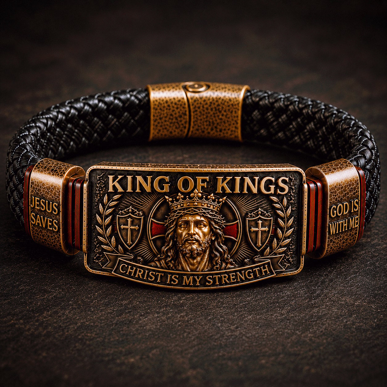 ✝️ Kongenes Kongers Trosarmbånd – Justerbart kristent armbånd i gave