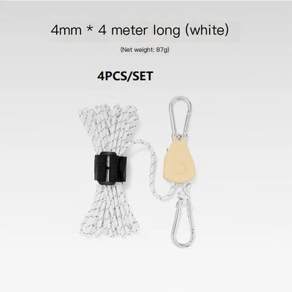 Bärbar Justerbar Fix Tält Hög styrka Snabb frigöring Remskiva Camping Rope (4 Pcs / Set)