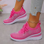 🔥Sista dagen-kampanj 50 % RABATT – Casual dammode, andningsbara korrigering sneakers med strassdekoration
