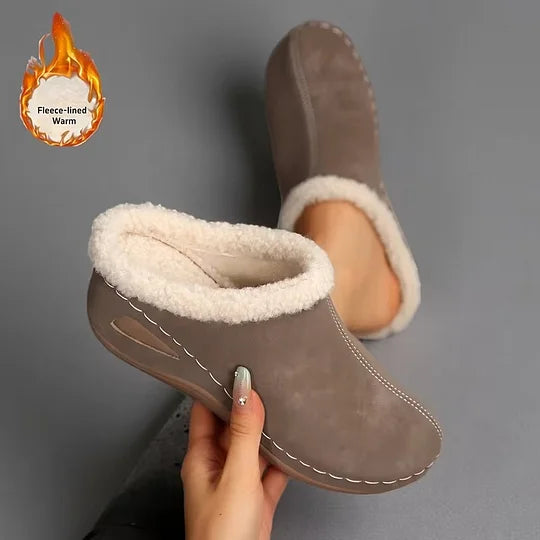 Komfortable slip-on loafers med ullfôr til dame