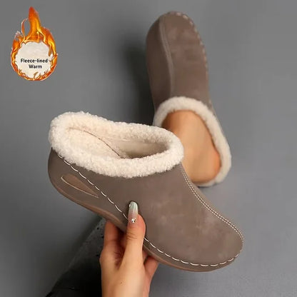 Komfortable slip-on loafers med ullfôr til dame