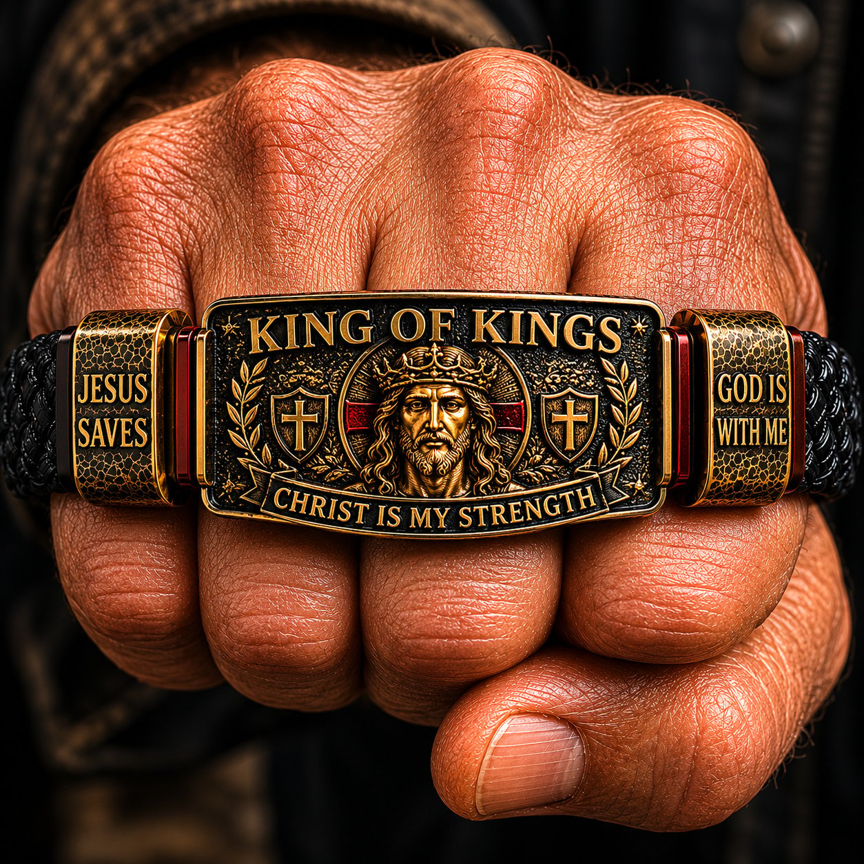✝️ Kongenes Kongers Trosarmbånd – Justerbart kristent armbånd i gave