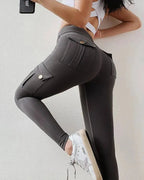 Sexiga stretchleggings med ficka för kvinnor Fitness Träningsbyxor