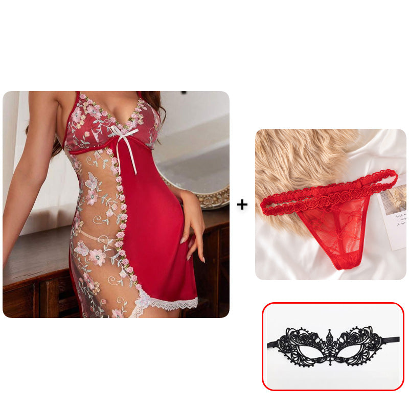 🥳2026 VARMT SALG🥳💞50 000+ SOLGT!💥👗🎀 50 % RABATT! Erotisk blonde-nattkjole – Gjennomsiktig, trykt blonde, dyp V-hals. Justerbare stropper for komfortabel passform. Legg til et snev av romantikk til kvelden din. 🌙✨