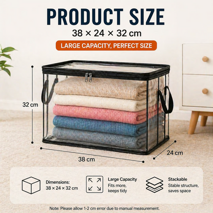 🔥Siste dag 49 % RABATT📦Bærbar stor, kraftig, tykk, gjennomsiktig oppbevaringsboks i plast med hengslet lokk | Hjem, reise og camping