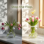 🌸🔥Gjenbrukbart silikongitter til blomsterarrangering, strekker seg over vasens kant, fester seg til glasset, for enkel blomsterarrangering.