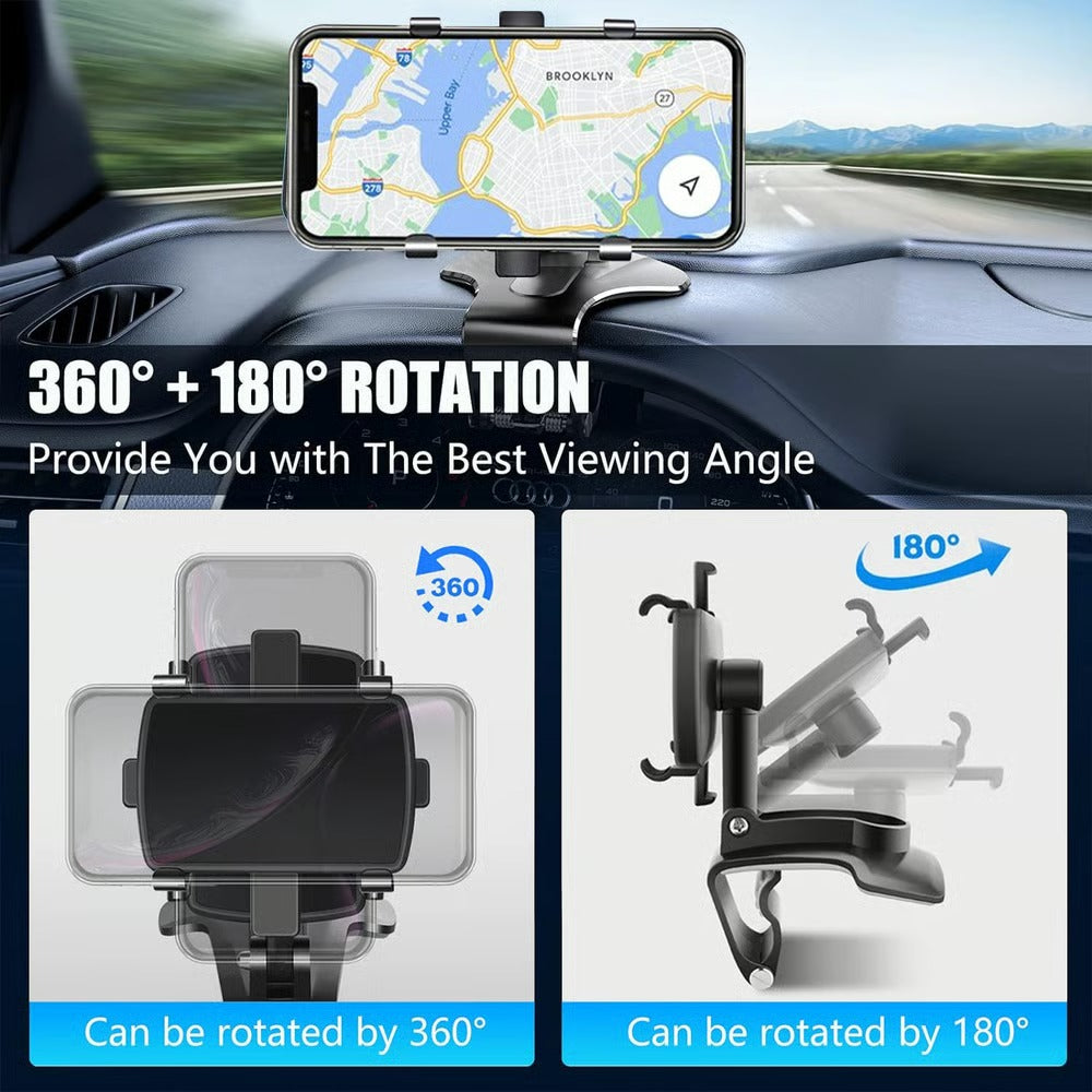 🔥360° justerbar mobiltelefonholder til dashbordet i bilen📱Fungerer med alle mobiltelefoner