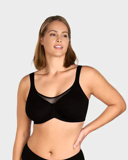 Elegant, genomskinlig, heltäckande plus size-bh för kvinnor