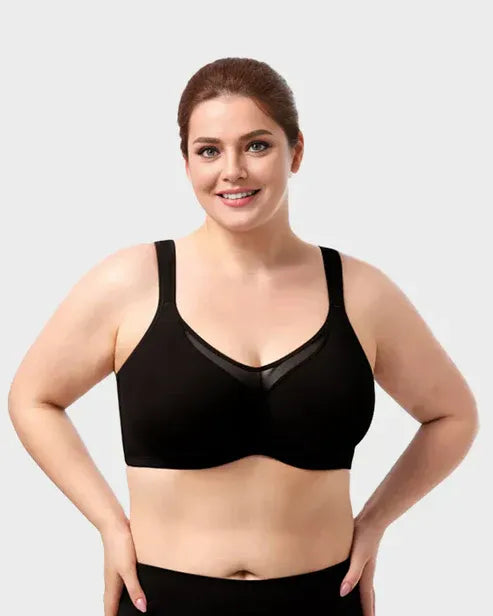 Elegant, genomskinlig, heltäckande plus size-bh för kvinnor