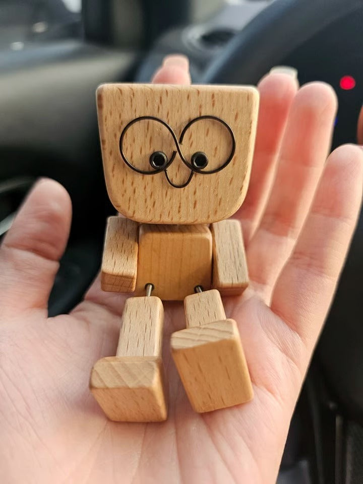 Charmante kleine Holzfigur, die mit 12 magnetischen Ausdrücken schwankt