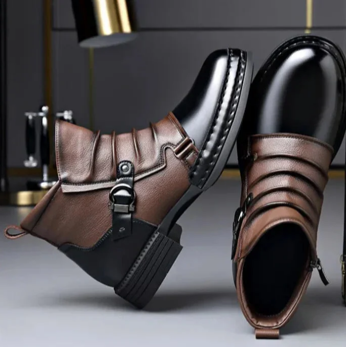 ANKELSKOR I ÄKTA LÄDER FÖR HERR【FRI FRAKT】