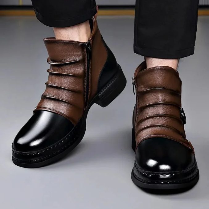 ANKELSKOR I ÄKTA LÄDER FÖR HERR【FRI FRAKT】