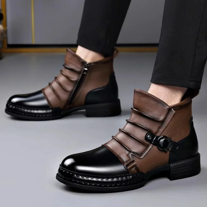 ANKELSKOR I ÄKTA LÄDER FÖR HERR【FRI FRAKT】