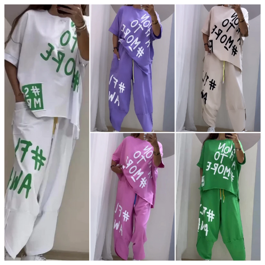 "49% REA - SLUTAR SNART! ⏳Damernas avslappnade lösa tvådelade T-shirt- och byxuppsättning