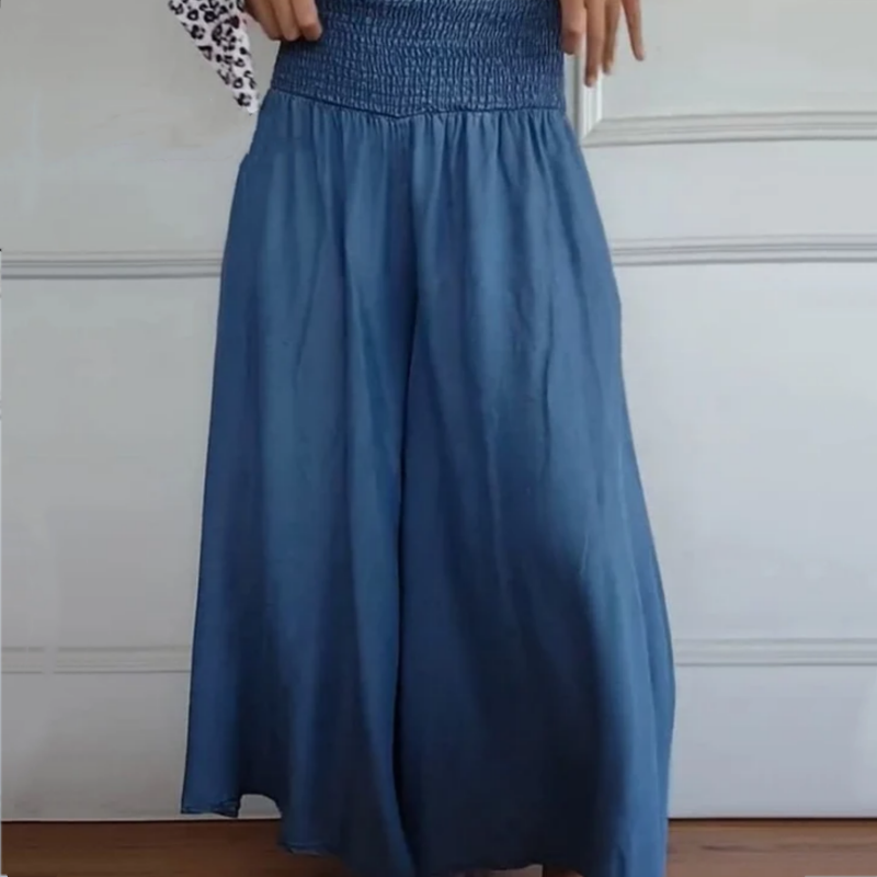 ⏳Tidsbegränsad rabatt✈️Trendiga Hög Midja Vida Ben Jeans för Kvinnor med Fickor