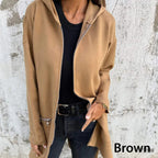 🍂Saisonale Förderung super niedrigen Preis🍂Lässige, modische Langarm-Sweatshirtjacke mit Reißverschluss und Kapuze