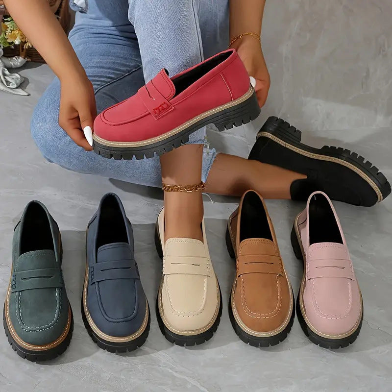 Bekväma chunky dam loafers med plattform