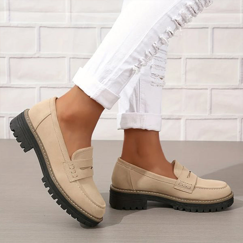 Bekväma chunky dam loafers med plattform