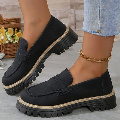 Bekväma chunky dam loafers med plattform