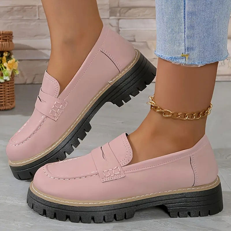 Bekväma chunky dam loafers med plattform
