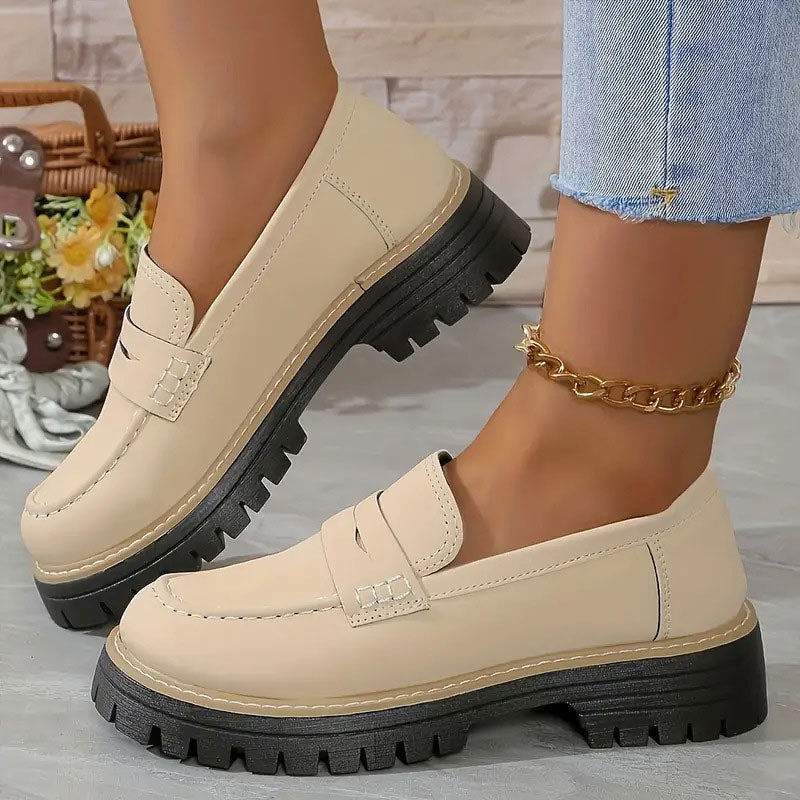 Bekväma chunky dam loafers med plattform