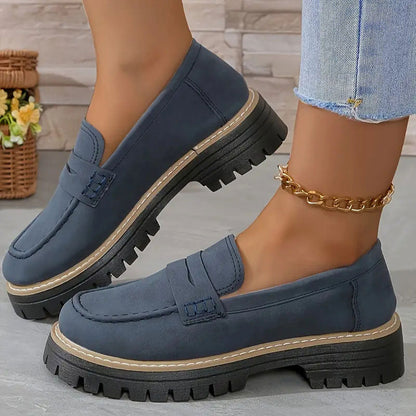 Bekväma chunky dam loafers med plattform