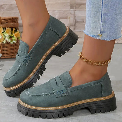 Bekväma chunky dam loafers med plattform