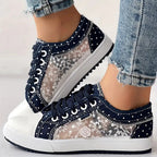 (köp 2 gratis frakt)Ladies Casual Flat Round Toe Lace Up Low Top Skor