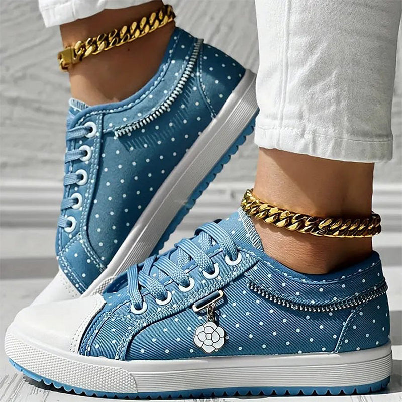 (köp 2 gratis frakt)Ladies Casual Flat Round Toe Lace Up Low Top Skor