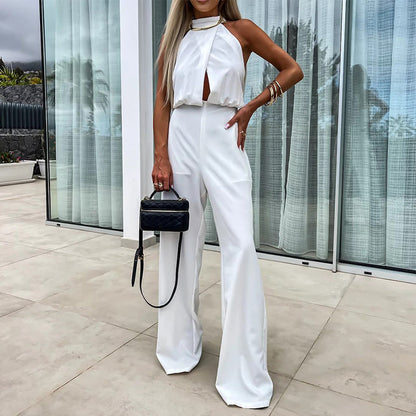 Köp 2 - få 5% rabatt (fraktfritt) Elegant ärmlös enfärgad jumpsuit för kvinnor