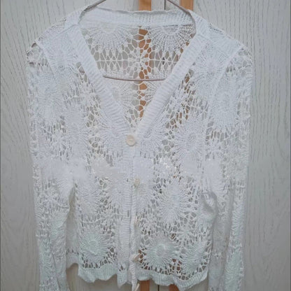 🌸 Hot Sale 50%OFF🌸Kvinnors spets V-hals långärmad topp