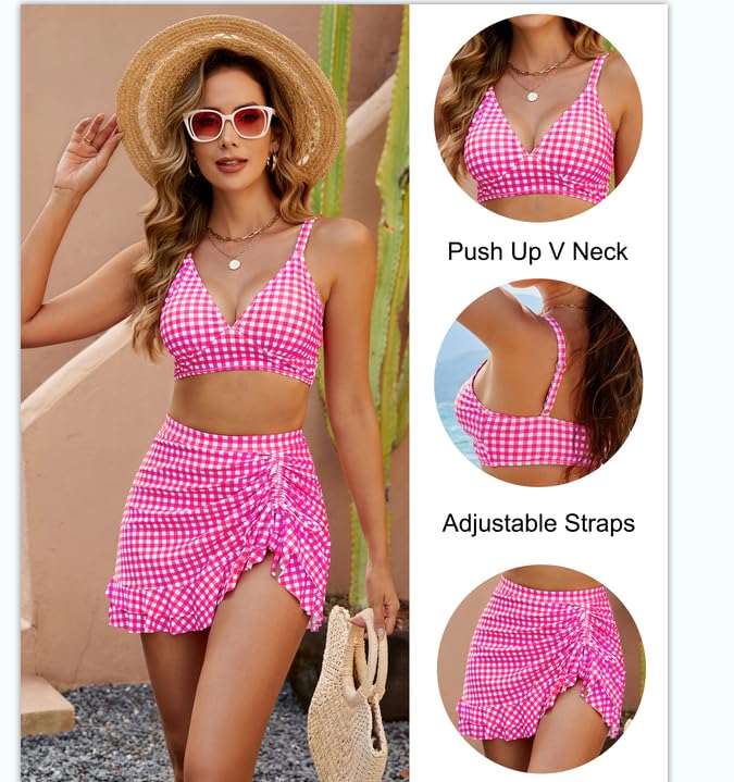 👙Dam Bikiniset med hög midja och magkontroll i gingham kvalitet