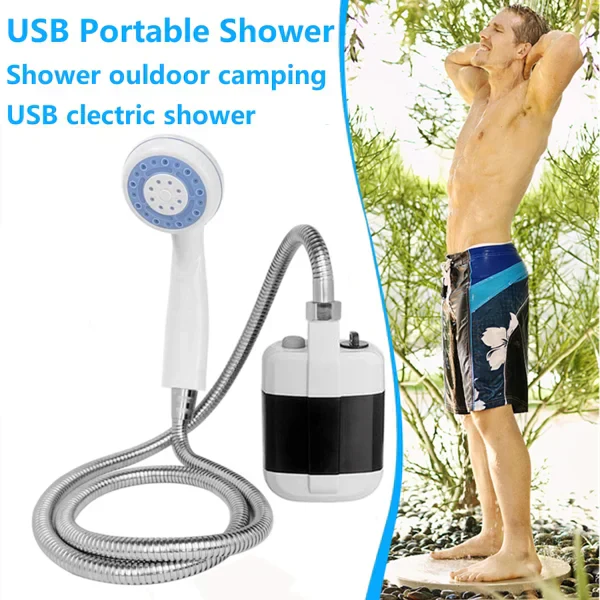 🚿Bärbar campingdusch med justerbart flöde – För enkel och bekväm rengöring utomhus!✨