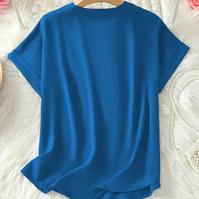 🌸Vårrea 57 % rabatt👕Modetopp i enfärgat tyg med korta ärmar